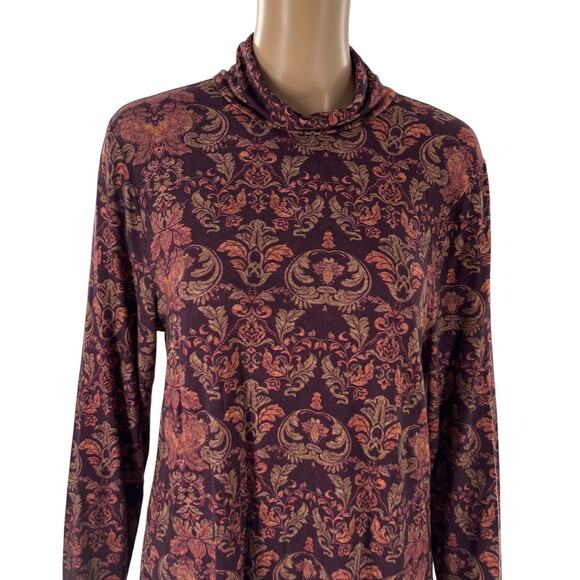 Soft Surroundings Brown Paisley Chloe Turtleneck Top - Picture 3 of 7